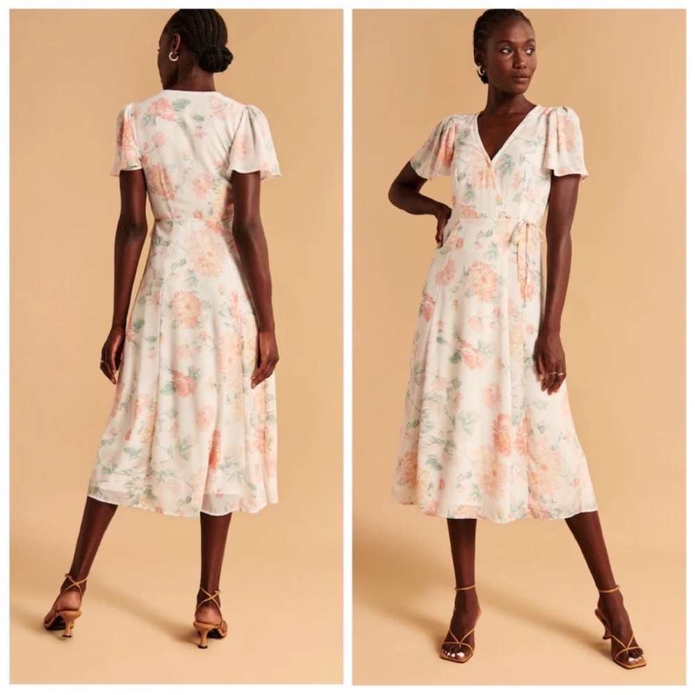Abercrombie & Fitch Womens Wrap Dress XS Boho Flowy Floral Tiered Lined